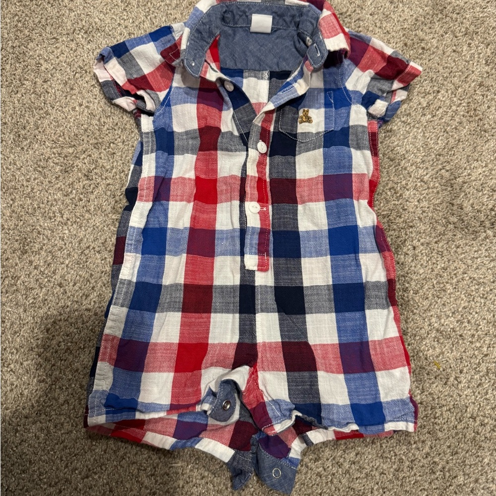 GAP Red and Blue Plaid Romper